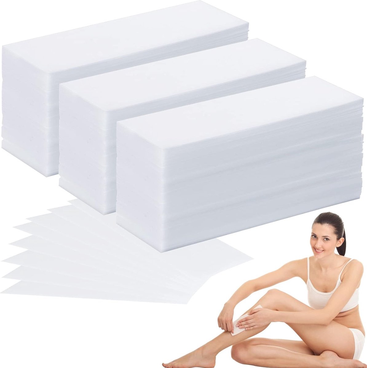 Waxstrips voor Ontharing - 300 Stuks, 7,1 x 20,1 cm, Voor Gezicht en Lichaam