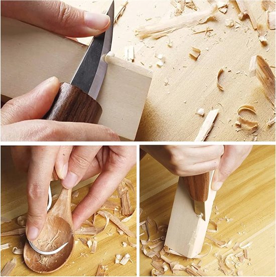 mumisuto Houtsnijwerk, 15-in-1, houten snijmes, doe-het-zelf, met anti-snijhandschoen, houtfrees van staal met een hoog mangaangehalte, voor professionele beginners, snijders, houtbewerking