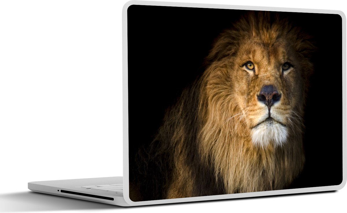 Laptop sticker - 10.1 inch - Leeuw - Licht - Zwart - Portret - 25x18cm - Laptopstickers - Laptop skin - Cover