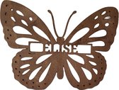 Plaque signalétique papillon personnalisée pour la crèche - Donnez à la crèche une touche magique ! - 29x38cm - Bois de palissandre