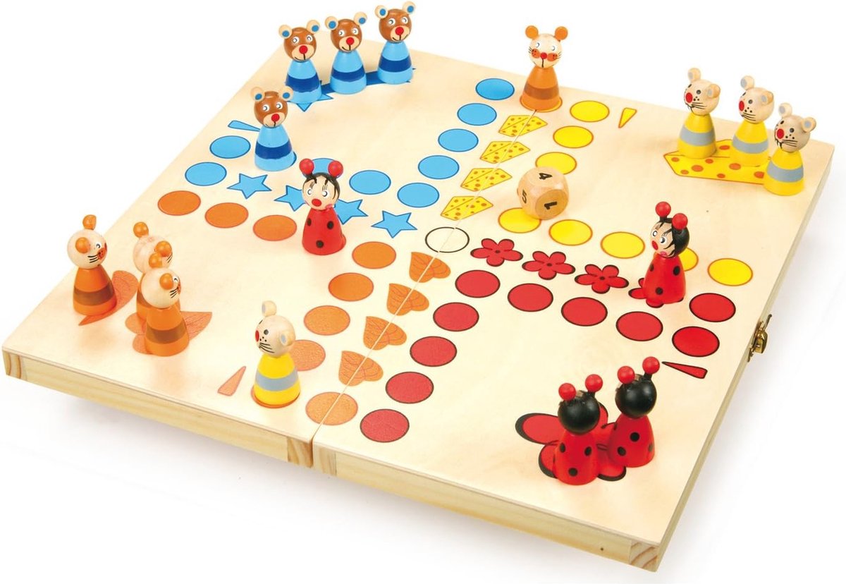 Ludo Dieren Spel voor Kinderen - Houten Gezelschapsspel vanaf 4 Jaar