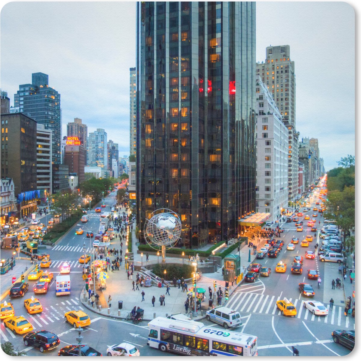 Muismat 30x30 cm - Mousepad New York - Broadway - Taxi - Muismatten