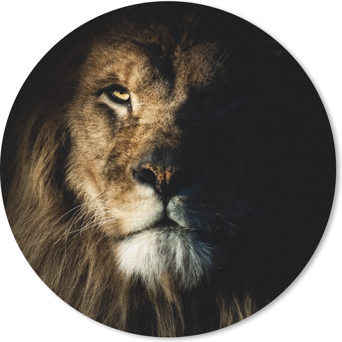 Muismat rond 30x30 cm - Mousepad Leeuw - Licht - Portret - Ronde muismatten