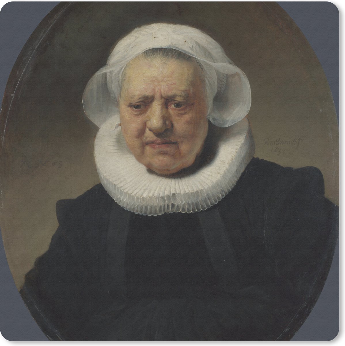 Muismat 30x30 cm - Mousepad Portret van Aechje Claesdr - Rembrandt van Rijn - Muismatten