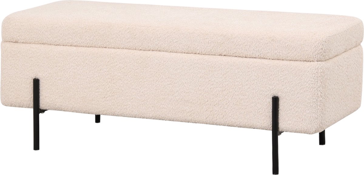 Giga Meubel Opbergbank Jari - 110x45x40cm - Beige Bouclé