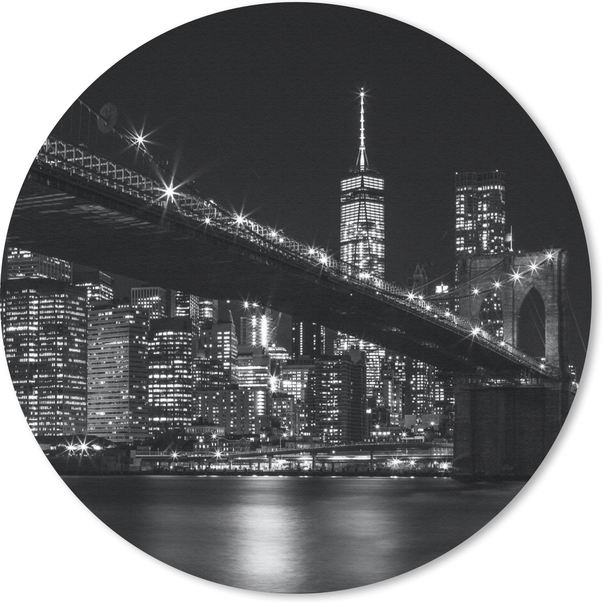 Muismat rond 30x30 cm - Mousepad New York - Brooklyn - Bridge - Ronde muismatten