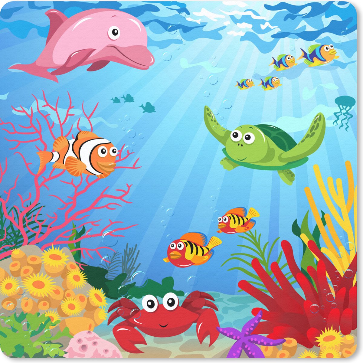 Muismat 20x20 cm - Mousepad Kinderen - Dieren - Zee - Muismatten