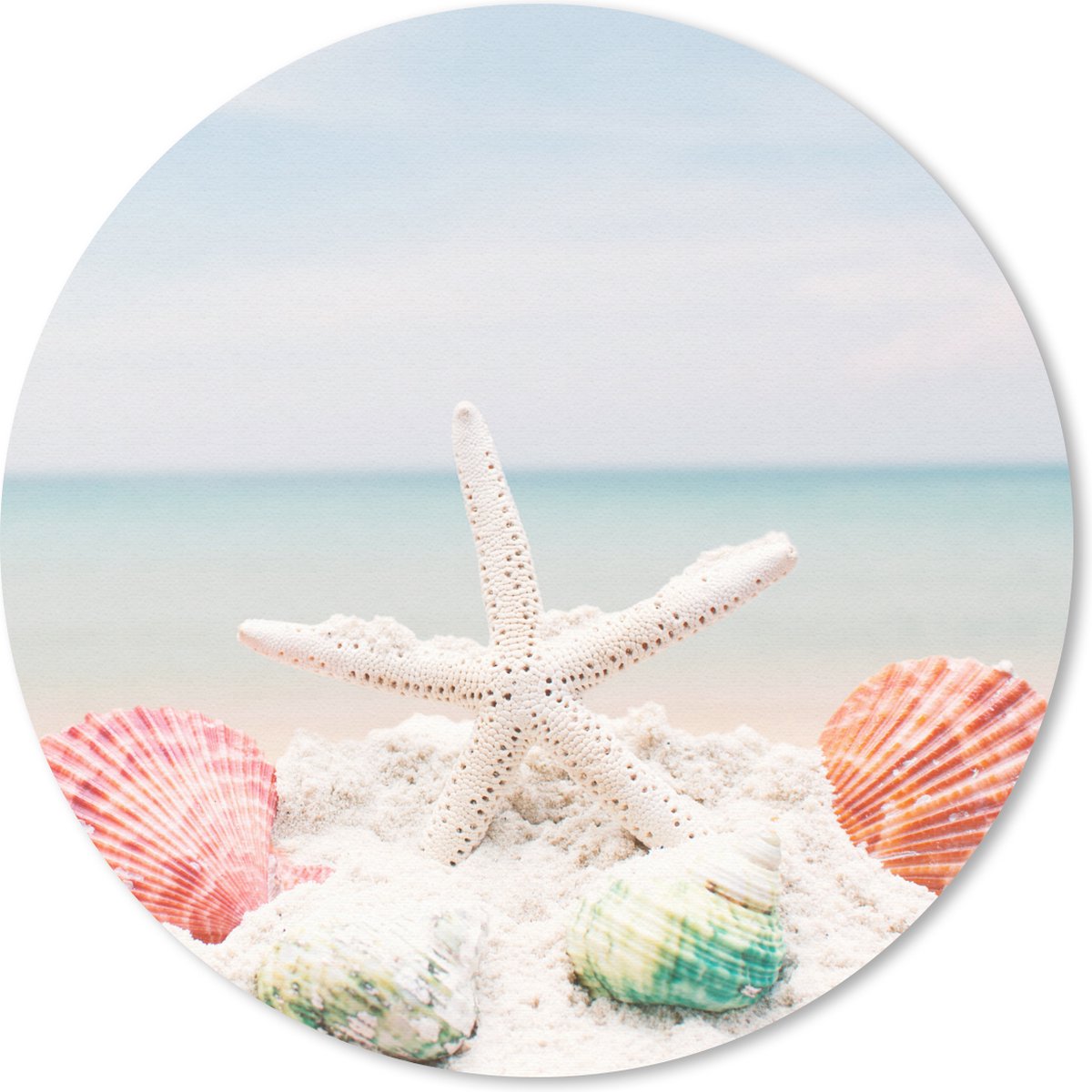 Muismat rond 30x30 cm - Mousepad Schelpen - Zeester - Strand - Ronde muismatten