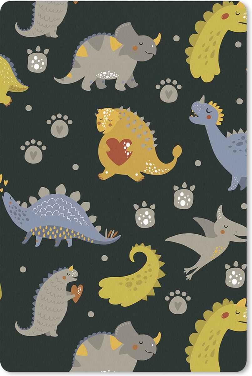 Muismat 18x27 cm - Mousepad Dino - Kinderen - Patronen - Jongens - Meisjes - Dinosaurus - Muismatten