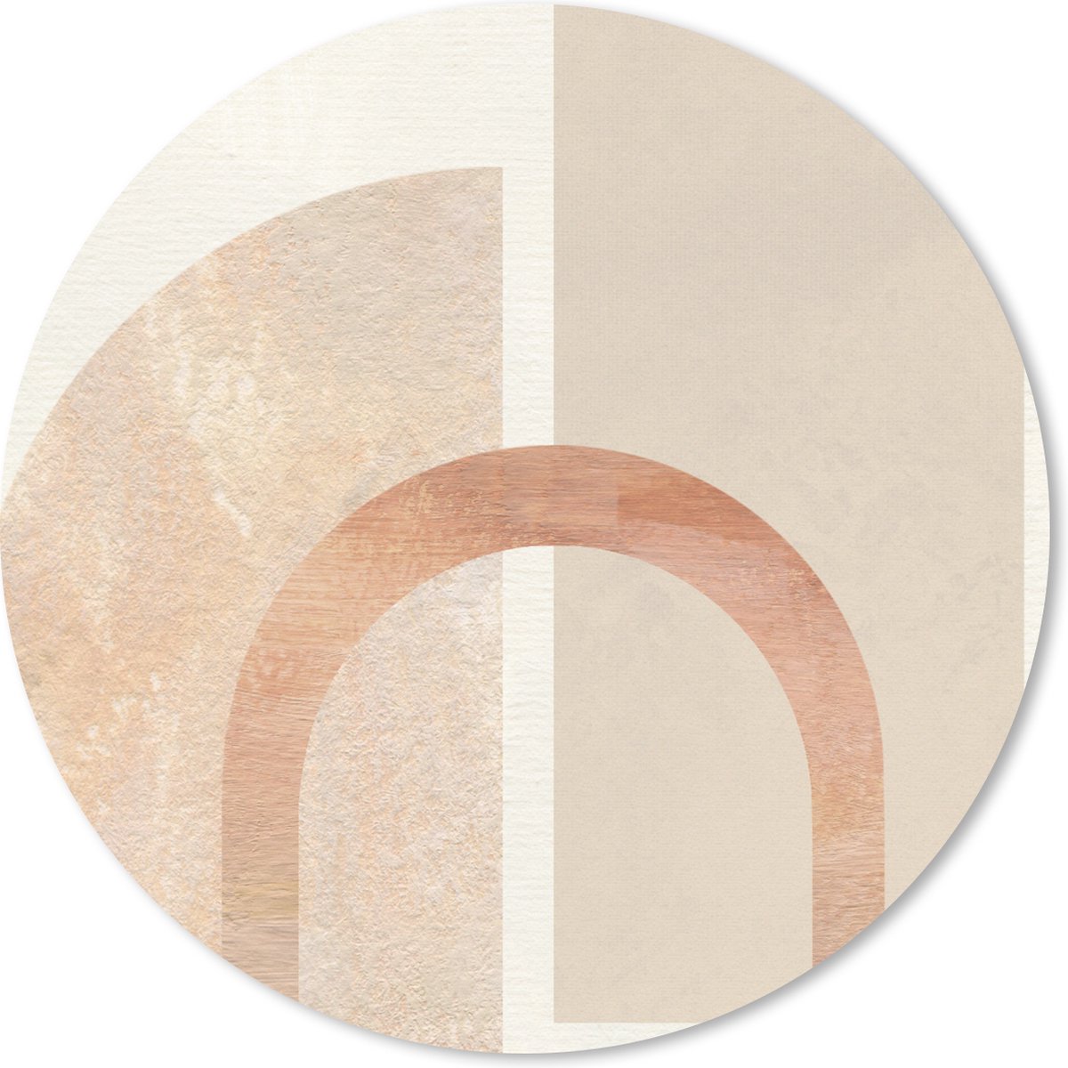 Muismat rond 40x40 cm - Mousepad Roze - Beige - Abstract - Ronde muismatten