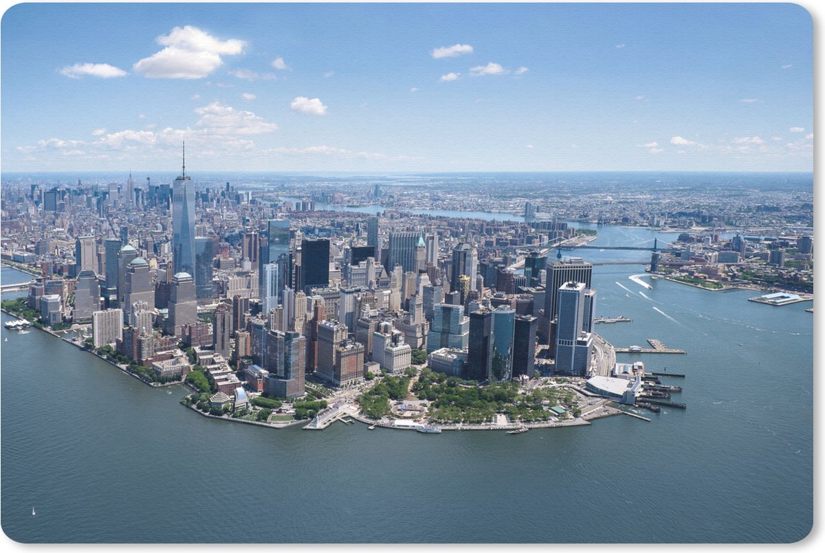 Muismat New York - Luchtfoto van New York muismat rubber - 27x18 cm - Muismat met foto