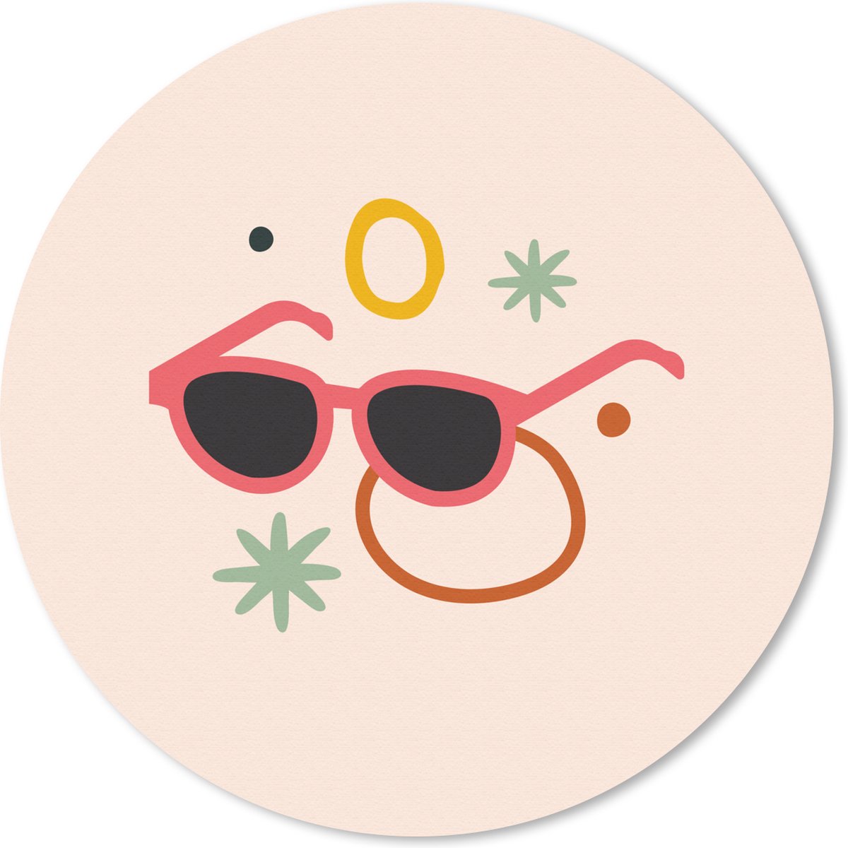 Muismat rond 40x40 cm - Mousepad Zonnebril - Cirkel - Zomer - Ronde muismatten