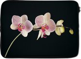 Housse pour ordinateur portable 13 pouces - Orchidée sur fond noir - Housse pour ordinateur portable