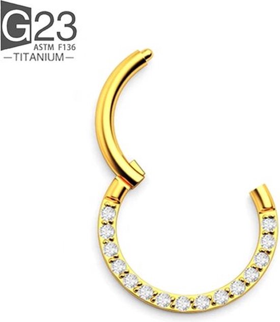 Piercing Ring en acier chirurgical 316 – Emballé dans un sac en organza – Diamètre 6 mm – Épaisseur 1,2 mm – Anneau adapté aux piercings de Helix, du tragus, du septum, de la lèvre, du nez et des sourcils – Couleur or