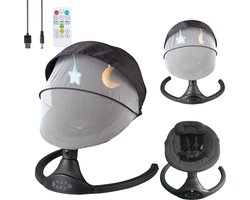 Bebies First Elektrische Wipstoel/ Schommelstoel Met Bluetoothfunctie Relax Met Kap & Speelboog - Zwart