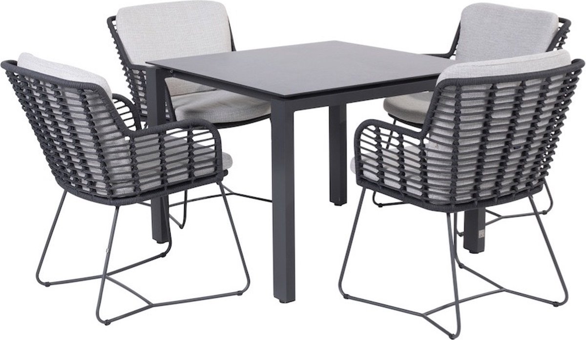 Fabrice Goa dining tuinset 95x95xH75 cm 5 delig slate antraciet 4 Seasons Outdoor