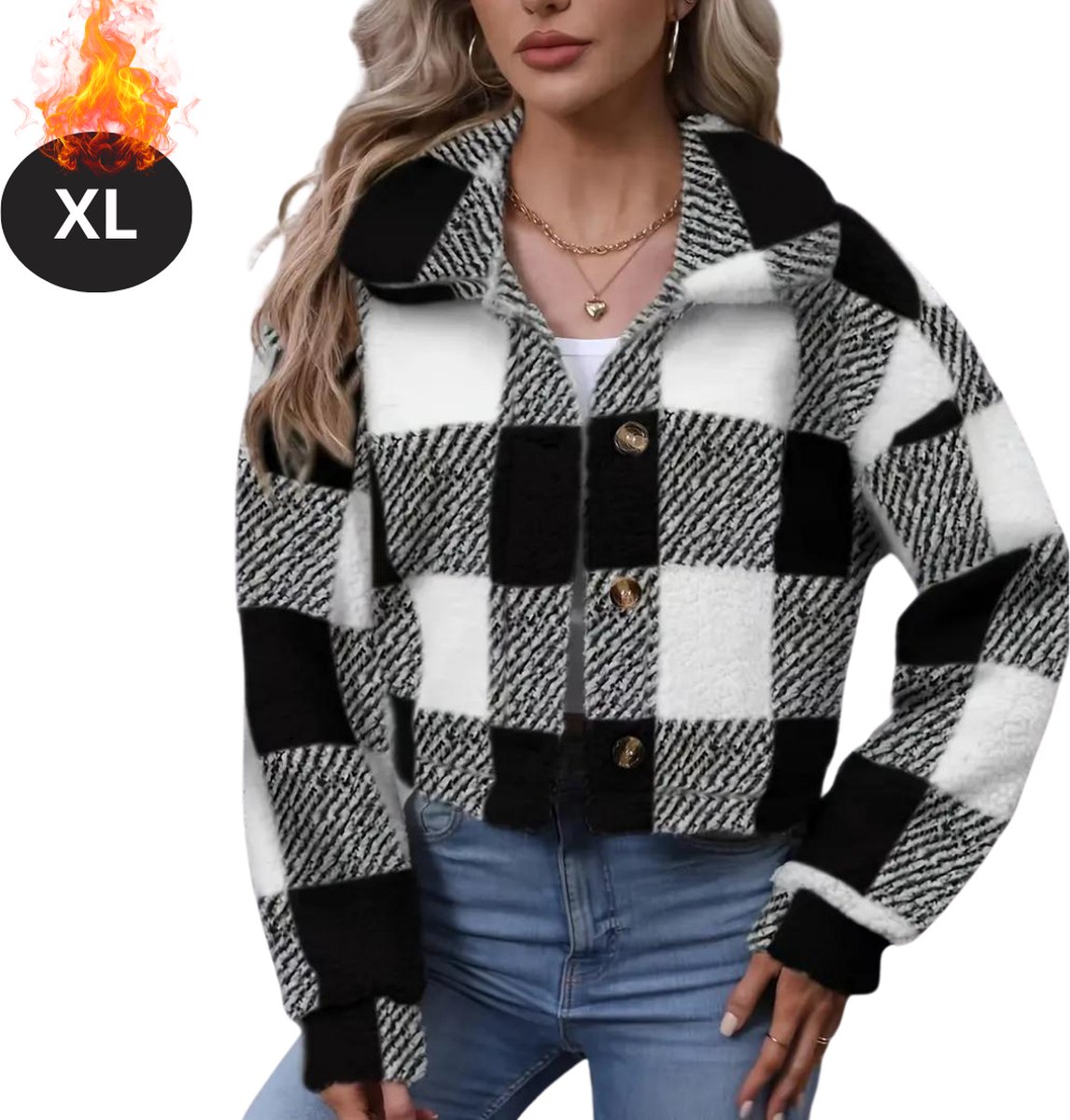 Livano Winterjas Dames Winterjas Winter Volwassen Stijlvol Teddy Jas Dames Zwart