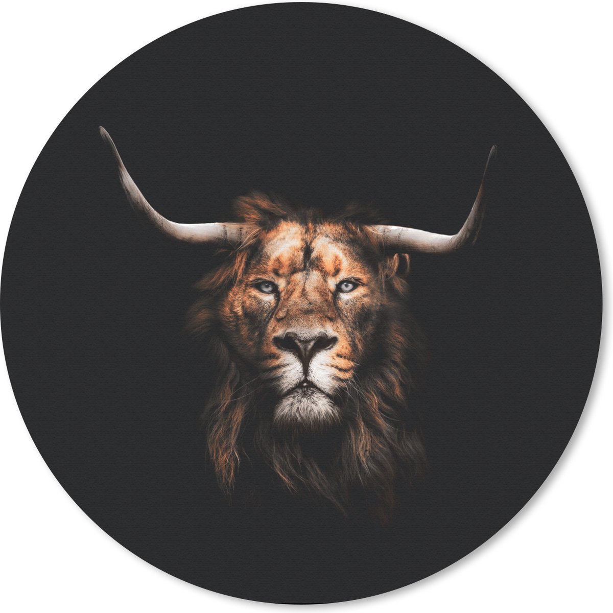 Muismat rond 30x30 cm - Mousepad Leeuw - Zwart - Vacht - Ronde muismatten