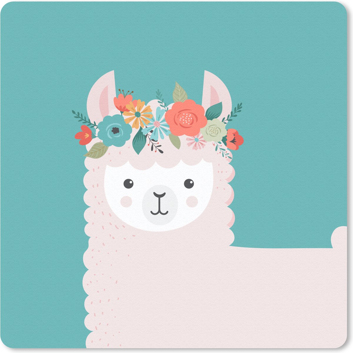 Muismat 30x30 cm - Mousepad Lama - Bloemen - Kinderen - Muismatten