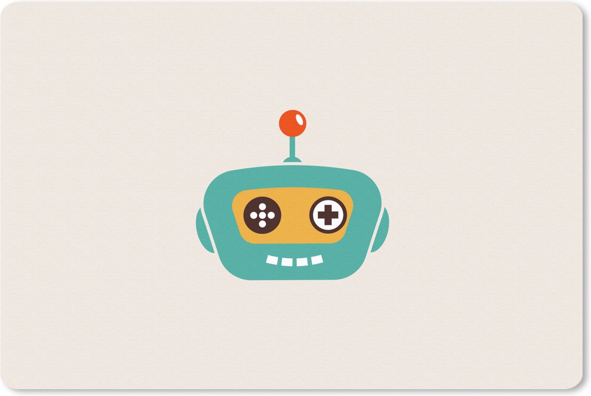 Muismat 27x18 cm - Mousepad Robot - Gezicht - Antenne - Technologie - Jongen - Kind - Muismatten