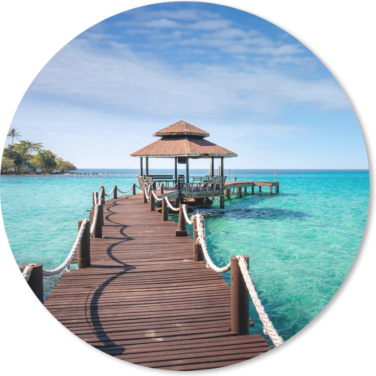 Muismat rond 20x20 cm - Mousepad Zee - Pier - Bar - Ronde muismatten