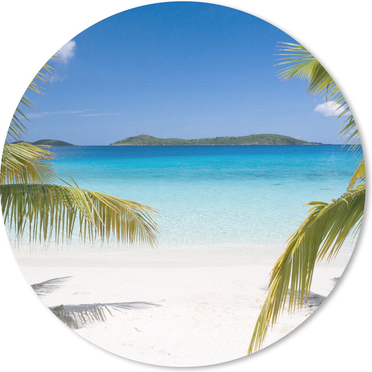 Muismat rond 50x50 cm - Mousepad Strand - Palmen - Tropisch - Ronde muismatten