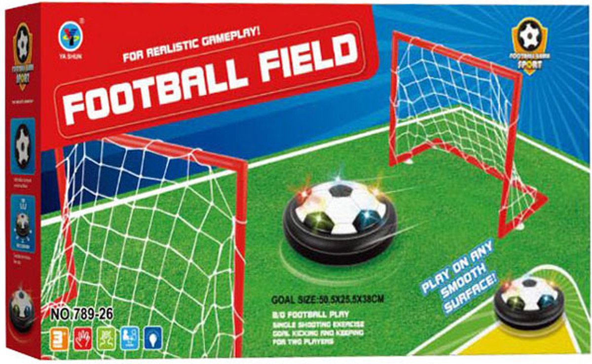 Airvoetbalset compleet voetbalspel met 2 doeltjes en airvoetbal.