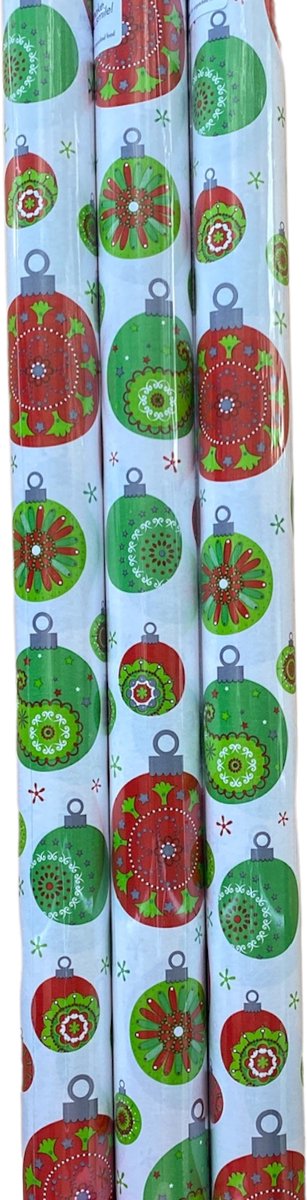 FESTIVE GIFTS Inpakpapier - Cadeaupapier - 200 x 70cm - 3 rollen - Kerst - Luxe Cadeauverpakking - Kleurrijk