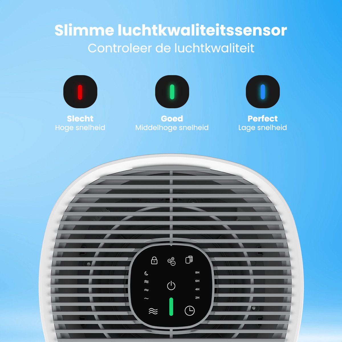 Auronic Luchtreiniger Fresh met HEPA 13 Filter, Ionisator en Koolstoffilter - Ruimtes tot 45m² - CADR-waarde van 225m³/u - Air Purifier - Wit – foto 5