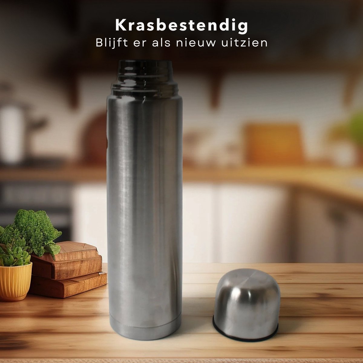 Thermosfles - Thermosbeker - Isolatiekan - Isoleerkan - Dubbelwandig - 0.5 Liter - RVS - Voor Warme en Koude Dranken - Inclusief EBOOK – foto 2