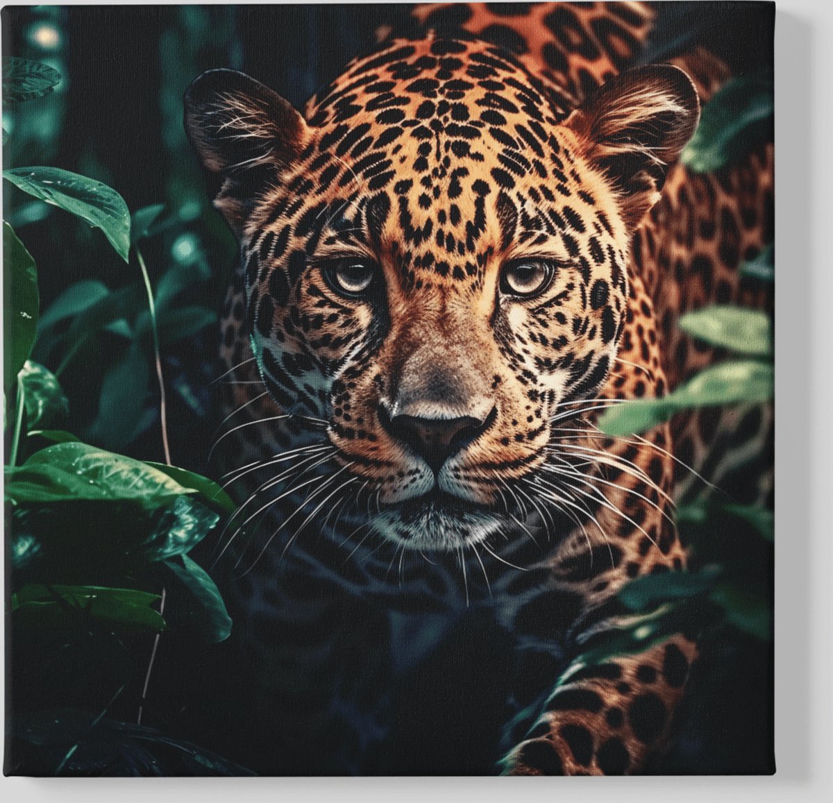 Trendex Global Canvas Schilderij - Wilde Dieren - Luipaard - Vierkant - 60x60x2 cm Bruin