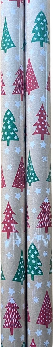 FESTIVE GIFTS Inpakpapier - Cadeaupapier - 200 x 70cm - 2 rollen - Kerst - Luxe Cadeauverpakking - Kleurrijk