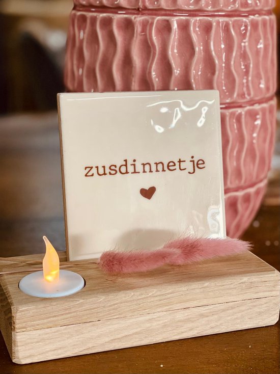 Porte carrelage avec bougeoir chêne|16cm | Porte-carreaux de Luxe | Fabriqué à la main | Tuile de sort | Tuiles avec Proverbes | Sagesse des carreaux | Texte de la vignette | Norme de tuiles |Support à carrelage | Titulaire | Porte-carrelage