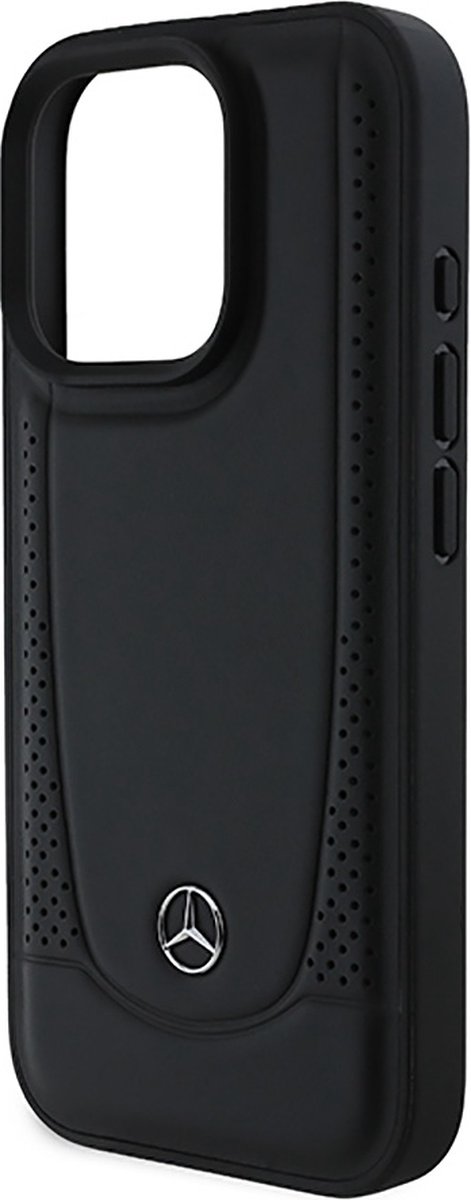 Mercedes-Benz Backcase hoesje geschikt voor iPhone 16 Pro - Effen Zwart - Leer