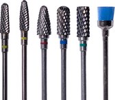 FOOCCA® Tungsten Nagelfrees Bitjes - Elektrische Nagelvijl Opzetstukjes - Tungsten Carbide - Wolfraam Carbide Bits - Universeel Formaat Nagel Bitjes - Set 6 stuks - Nagel Frees