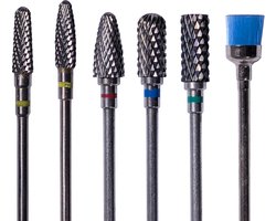 FOOCCA® Tungsten Nagelfrees Bitjes - Elektrische Nagelvijl Opzetstukjes - Tungsten Carbide - Wolfraam Carbide Bits - Universeel Formaat Nagel Bitjes - Set 6 stuks - Nagel Frees