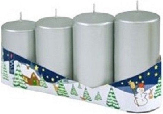 Adventskaarsen - zilverkleurig - 4 kaarsen - kerst