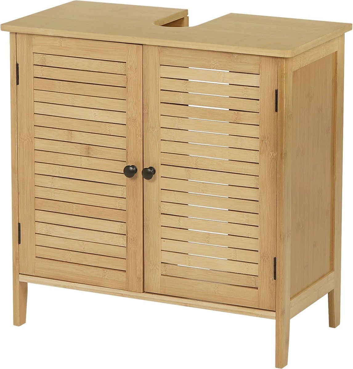 Bamboe Badkamerkast met 2 Deuren - Badkamer Kast - Onder Gootsteen Opslagkast Organizer voor Woonkamer en Slaapkamer - 60x30x60 cm