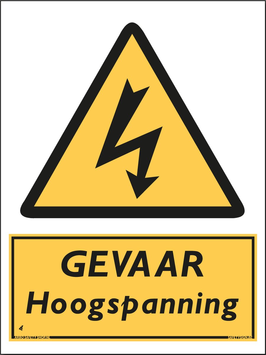 Hoogspanning bord - GEVAAR - Aluminium - 30 x 40 cm - Weerbestendig