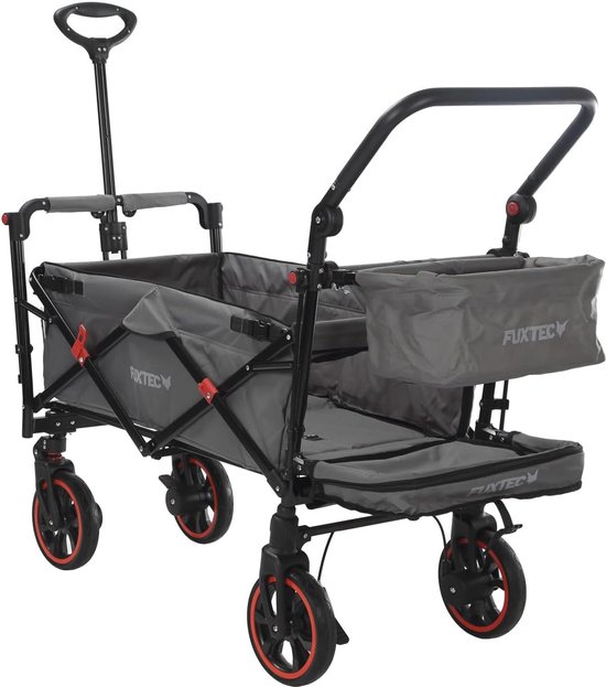 Opvouwbare Bolderkar voor Kinderen - Handkar en Tuintrolley - Ideaal voor Outdoor Transport - Inclusief Afneembare Kap en Achtertas van LifeGoods — afbeelding 3