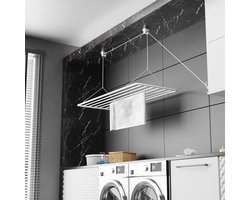Kledinghanger Plafond 100x50cm, 8m Droogoppervlak, Mini Opvouwbare Kleding Droger, Metaal met PVC-Vrije Coating, Witte Hangende Droger