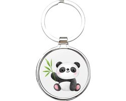 Akyol - Panda Sleutelhanger - panda - dierenliefhebbers - Pandabeer - Panda met bamboe - Chinese panda - Bamboebeer - zwart witte beer - beer - teddybeer - dierentuindier - dier - dieren sleutelhanger - Reuzenpanda - 4 x 7,5 CM