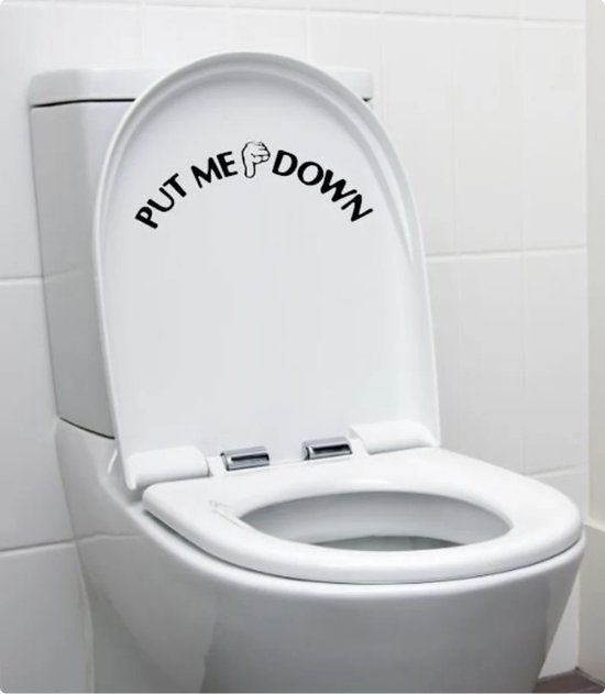 EPIN | Autocollant WC | Autocollant de siège de toilette | Autocollant de porte | Mettez-moi à terre | Noir | 1 pièce.