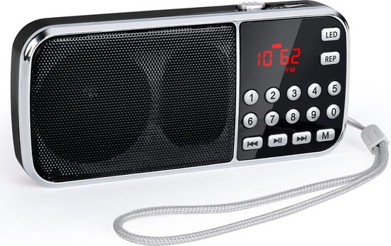 Draagbare AM-FM-radio, op batterijen werkende retro radio Draagbare AM-FM-radio, op batterijen werkende retro radio