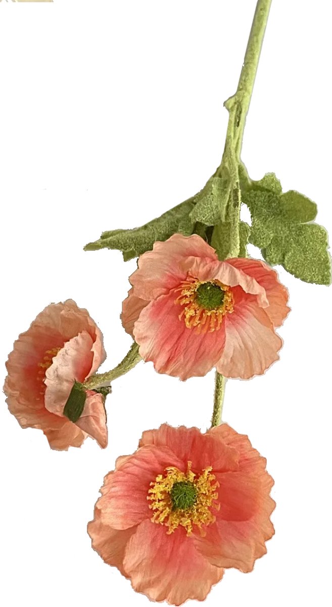 Steelbloem / kunstbloem klaproos 58 cm oranje