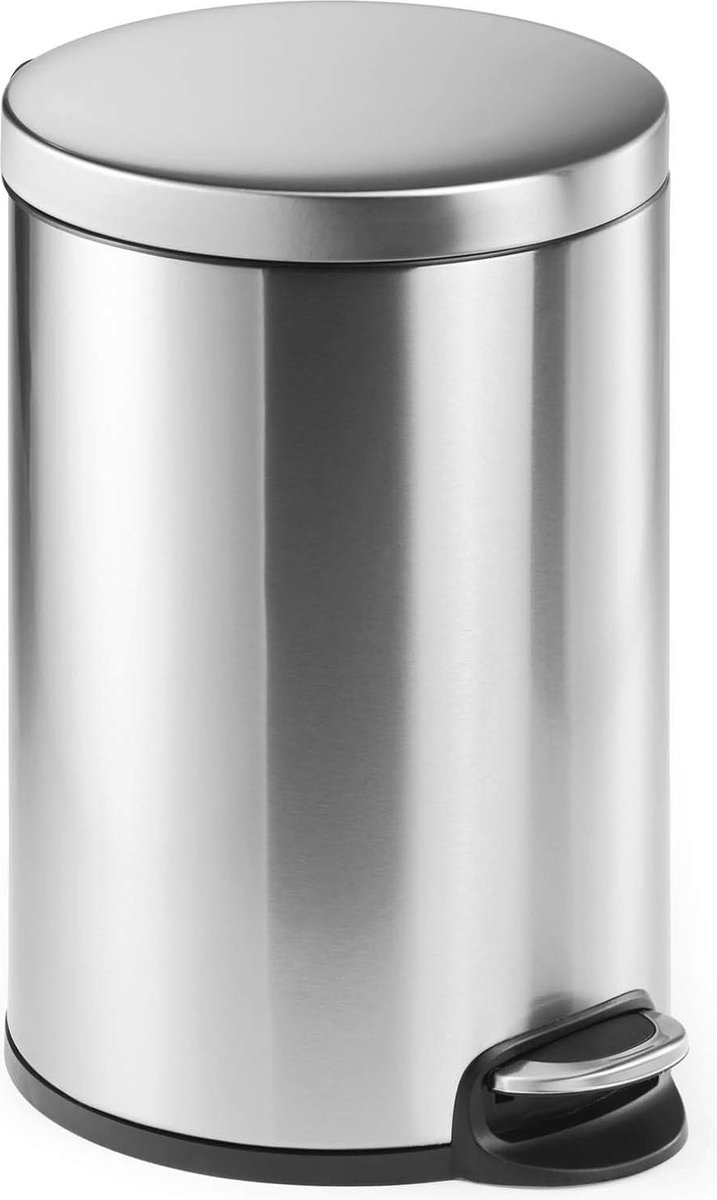Goedkoopste Ronde pedaalemmer roestvrij staal, 20 liter met uitneembare binnenemmer | Stille sluiting en antislip basis