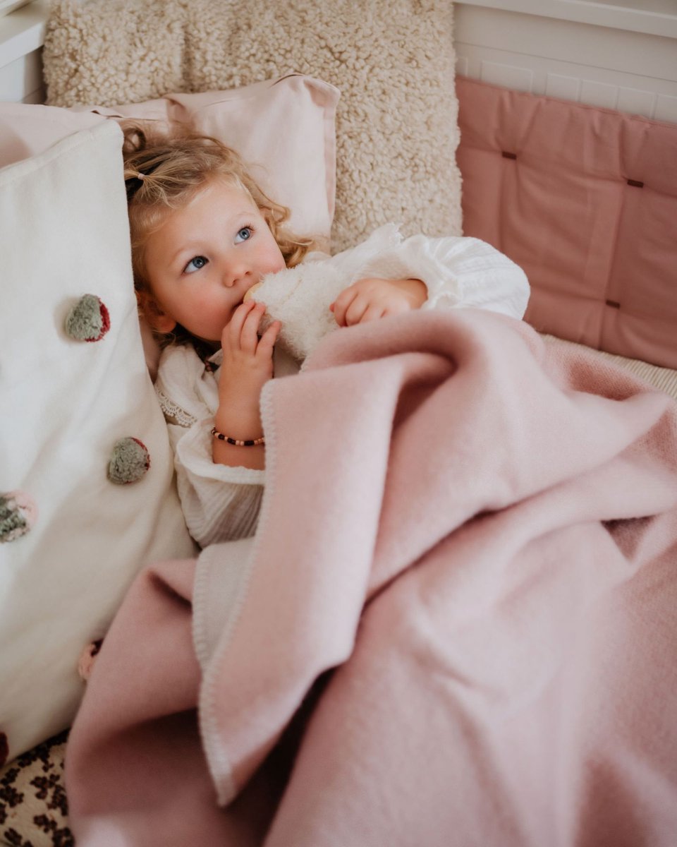 Pure Baby Love - Wollen wiegdeken - 100% wol - 90x65 cm - DUO pink & creme