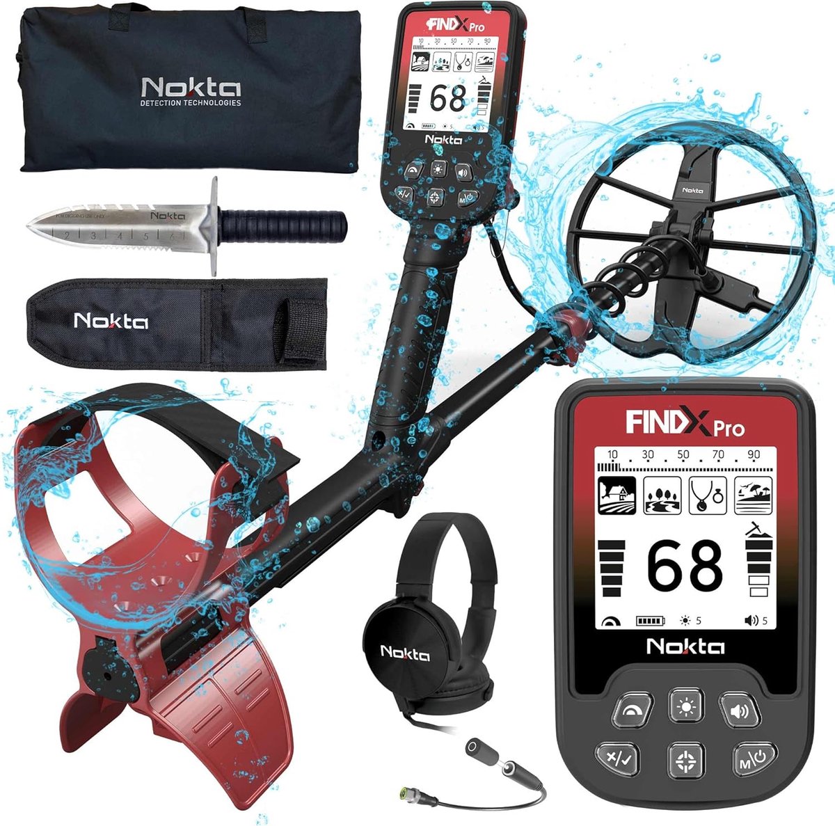 Nokta Findx Pro , Professionele metaaldetector, Complete set met tas, schep en koptelefoon