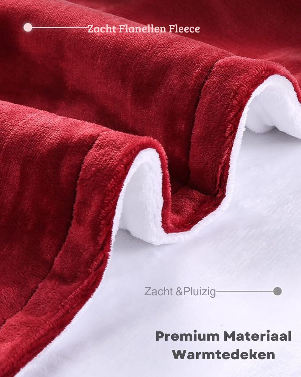 Luxe Warmtedeken – Verwarmde Deken – Elektrisch – Electric Blanket – Heating – Voor op de Bank – Draadloos – Fleece – USB – Stoel – Rood — cadeau in Wonen & Interieur - foto 3