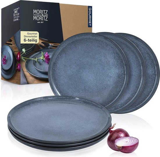 AHX Keramische dessertborden, set van 6 - platte ronde porseleinen